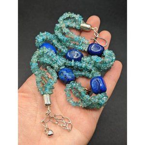 Sterling Silver 925 Jay King Mine Finds DTR Blue Lapis Apatite 4 Strand Necklace